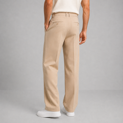Men's Tailored Straight Leg Trousers with Front Pleat