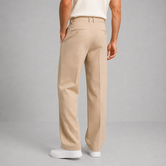 Men's Tailored Straight Leg Trousers with Front Pleat