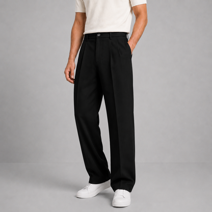 Men's Tailored Straight Leg Trousers with Front Pleat