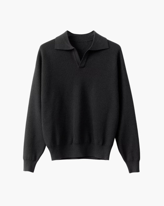 Men's Textured Knit Polo Sweater