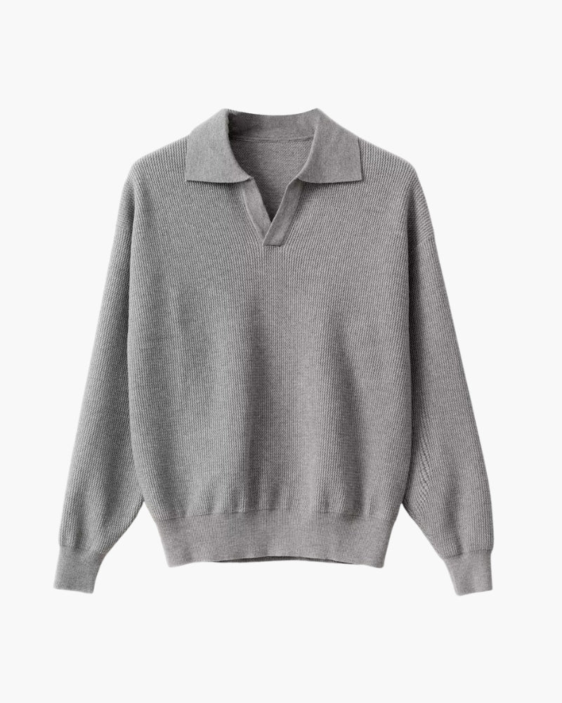 Men's Textured Knit Polo Sweater