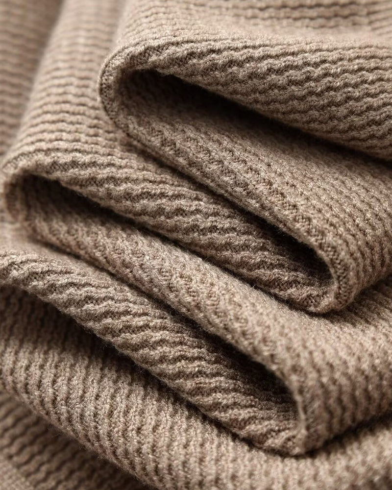 Men's Textured Knit Polo Sweater