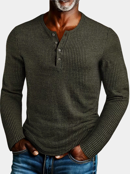 Men's Textured Knitted Henley Shirt