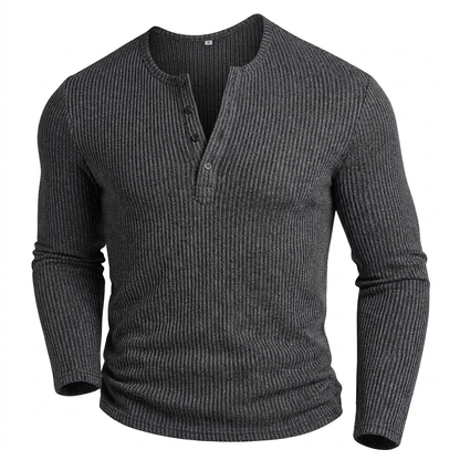 Men's Textured Knitted Henley Shirt