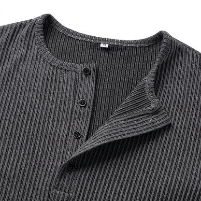 Men's Textured Knitted Henley Shirt