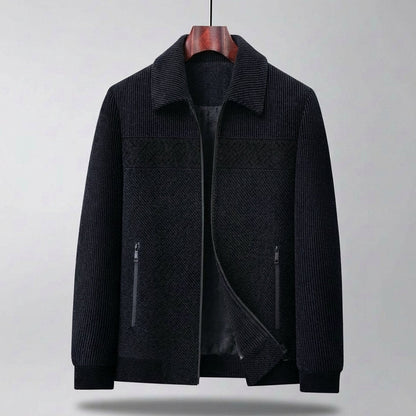 Men's Textured Quilted Zip-Front Casual Jacket