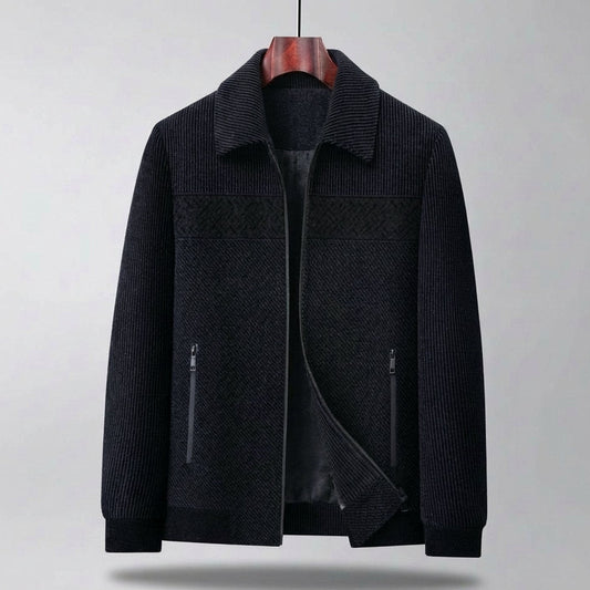 Men's Textured Quilted Zip-Front Casual Jacket