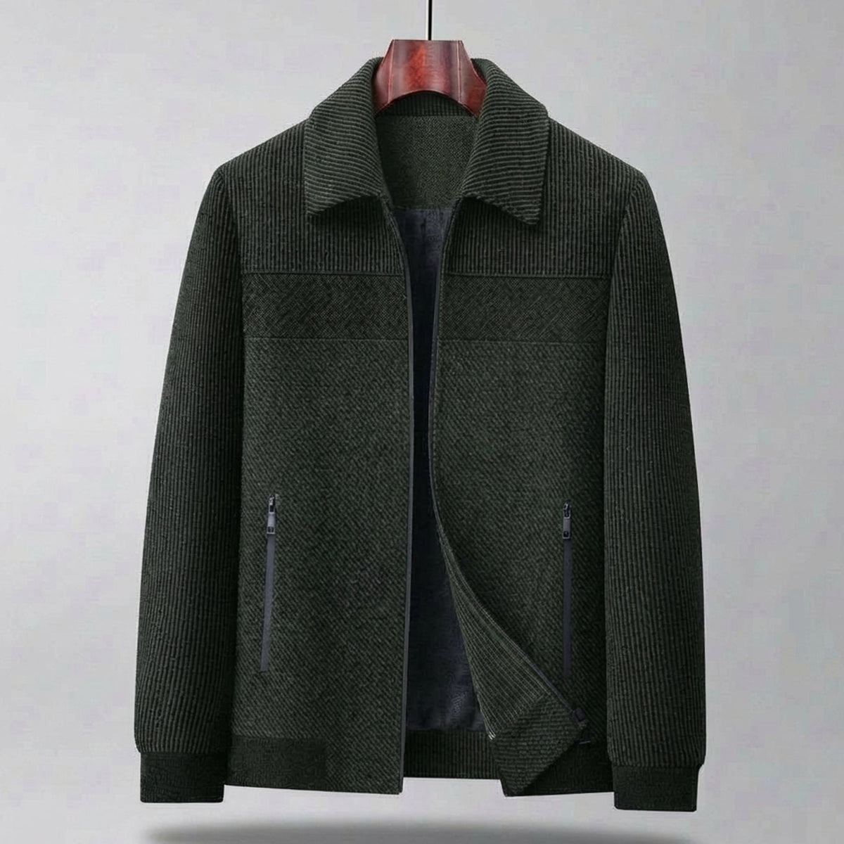 Men's Textured Quilted Zip-Front Casual Jacket