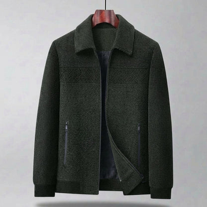 Men's Textured Quilted Zip-Front Casual Jacket