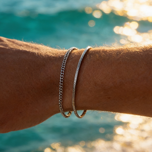 Men's Thin Chain Bracelet Set