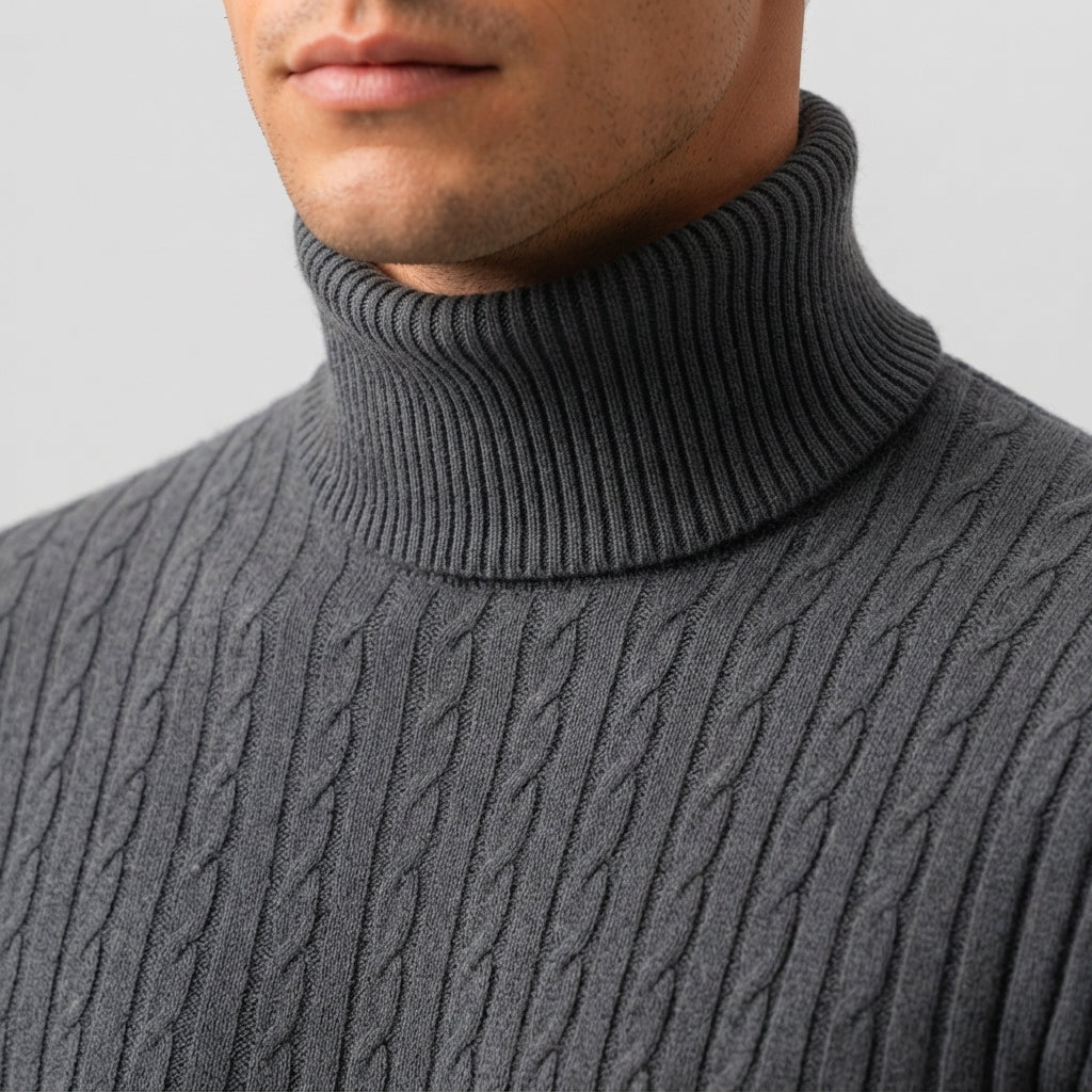 Men's Turtleneck Jumper Long Sleeve Casual Knit Top
