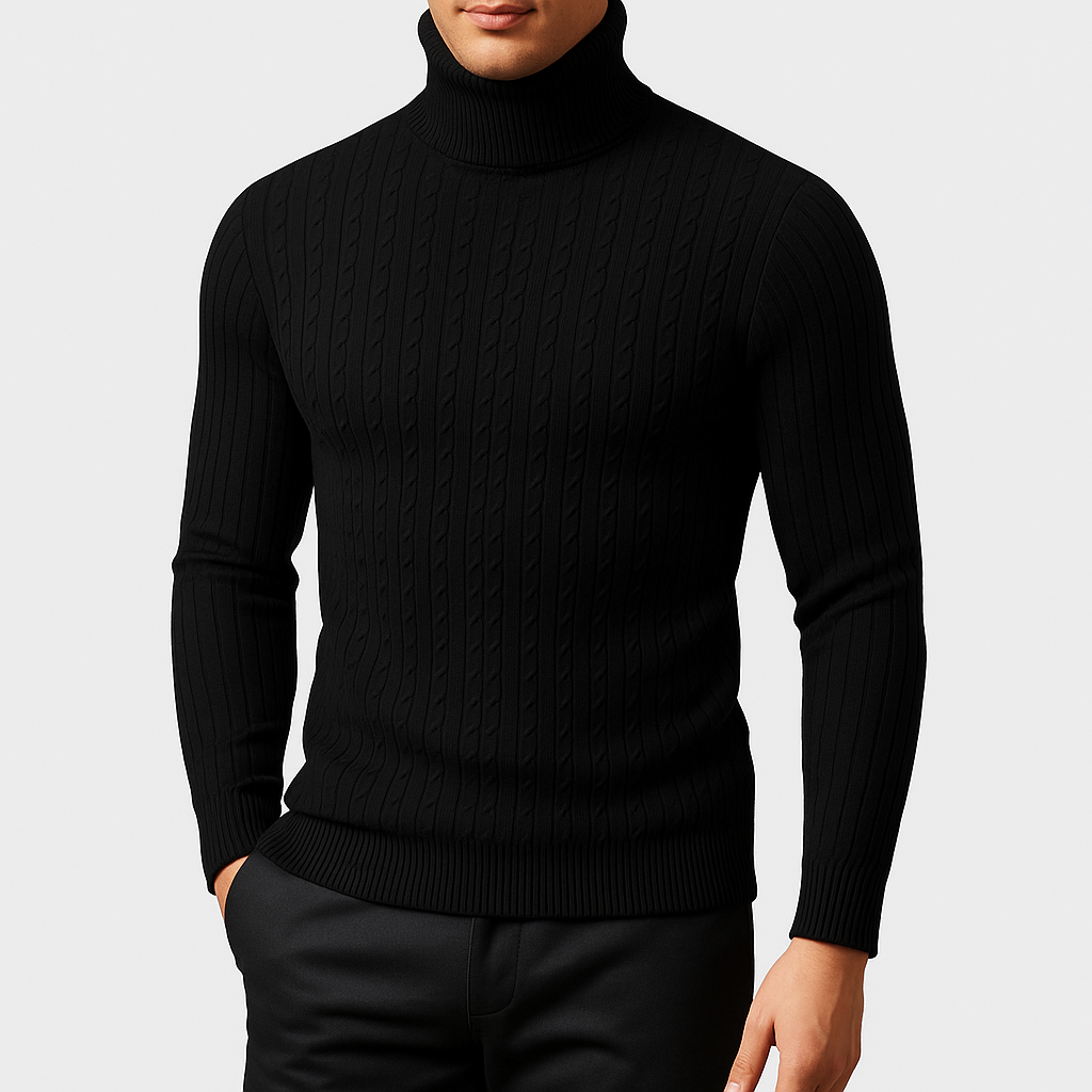 Men's Turtleneck Jumper Long Sleeve Casual Knit Top