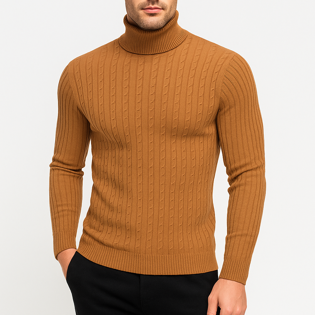 Men's Turtleneck Jumper Long Sleeve Casual Knit Top