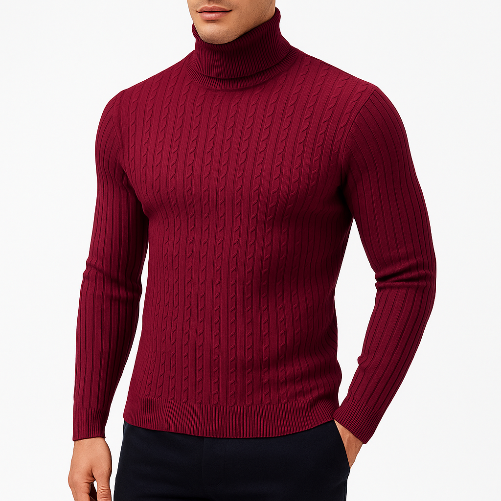 Men's Turtleneck Jumper Long Sleeve Casual Knit Top