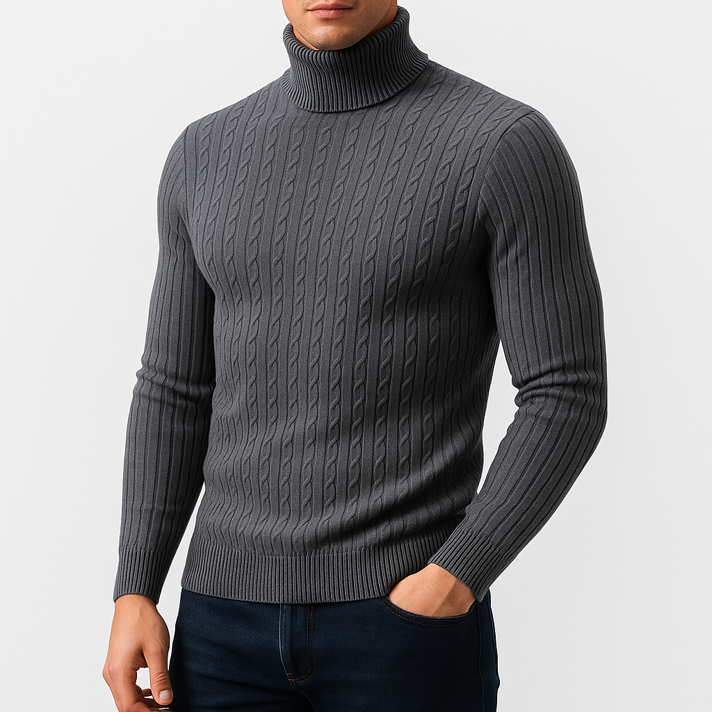 Men's Turtleneck Jumper Long Sleeve Casual Knit Top
