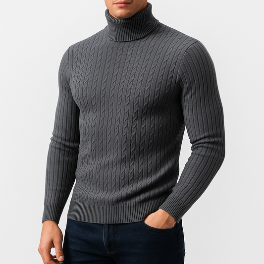 Men's Turtleneck Jumper Long Sleeve Casual Knit Top