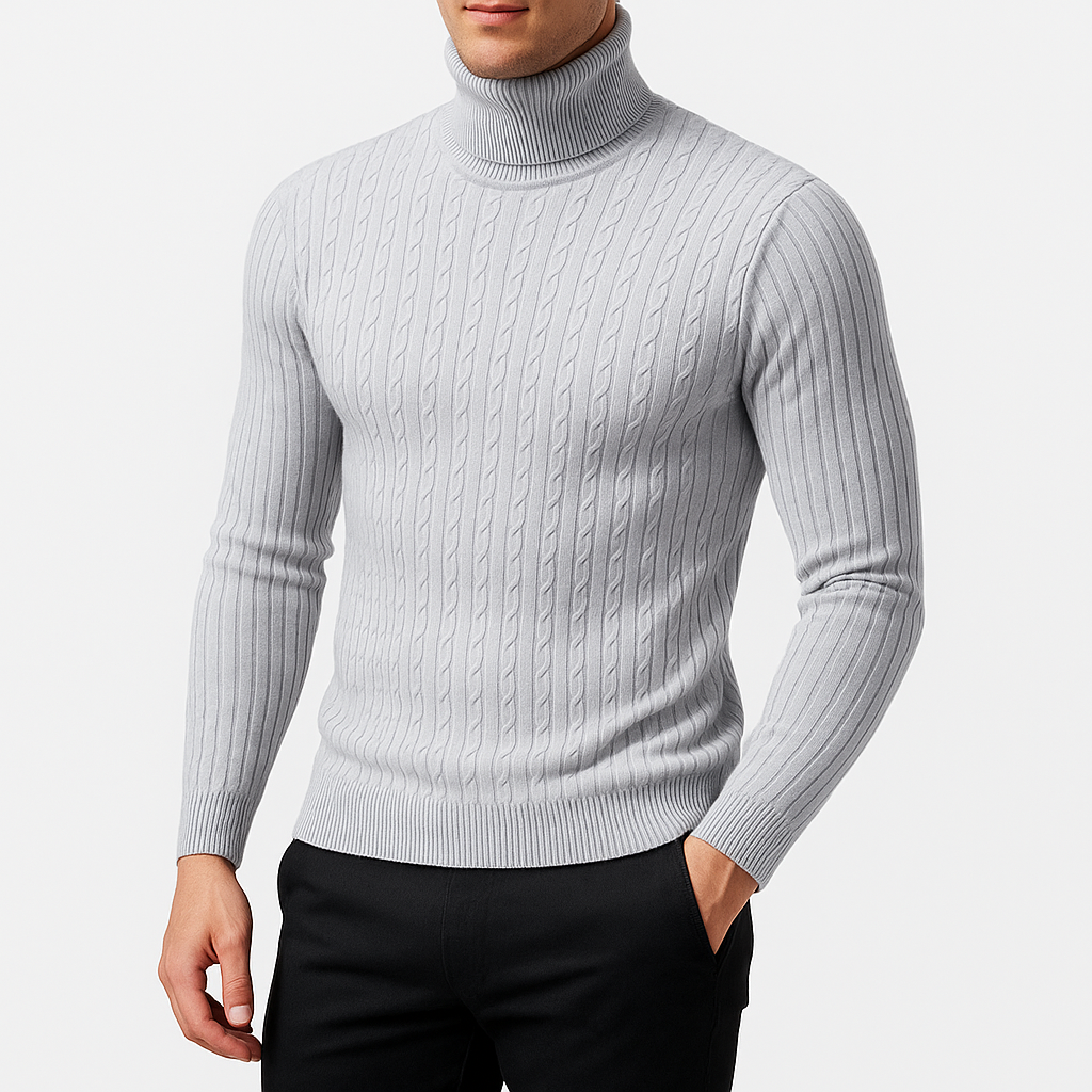 Men's Turtleneck Jumper Long Sleeve Casual Knit Top