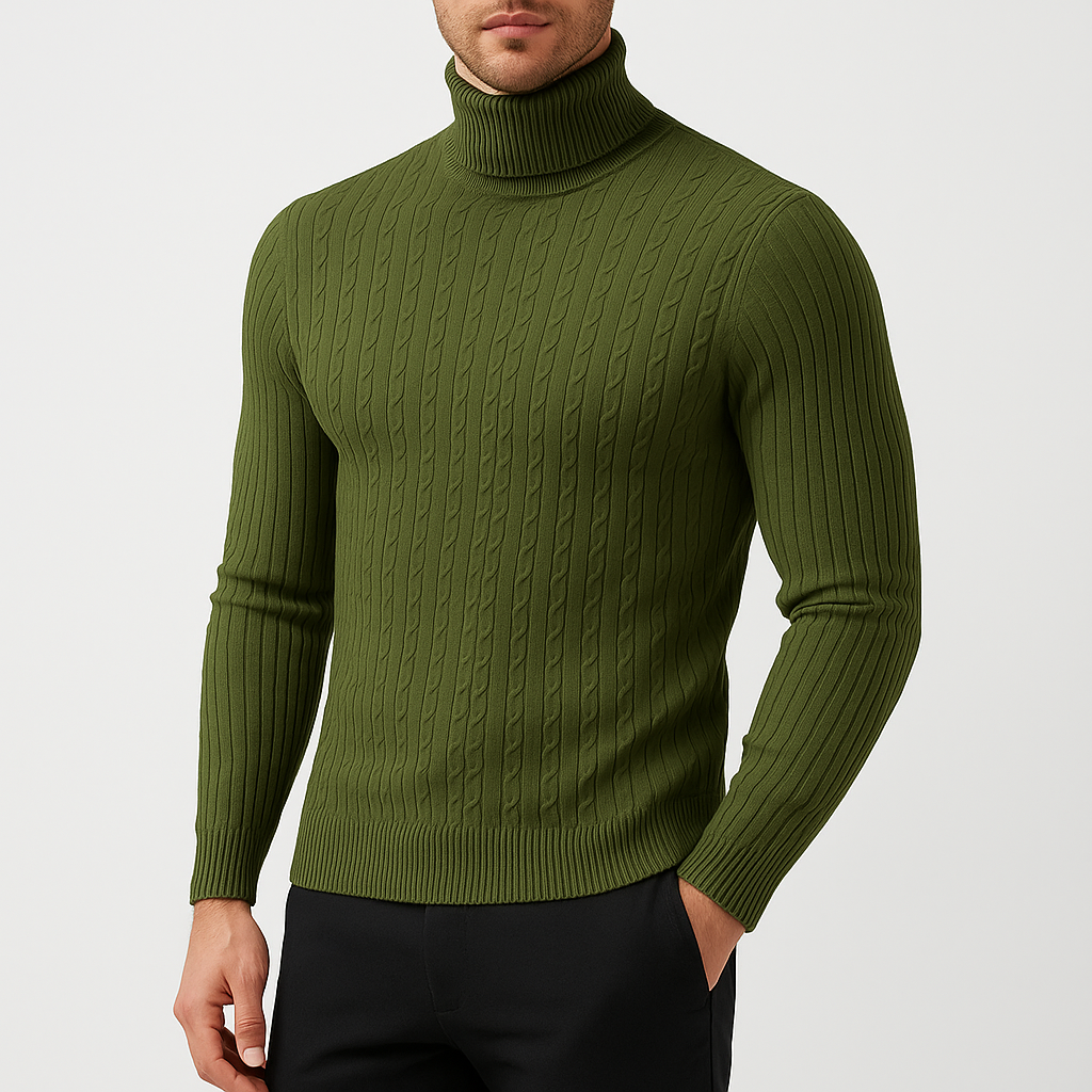 Men's Turtleneck Jumper Long Sleeve Casual Knit Top