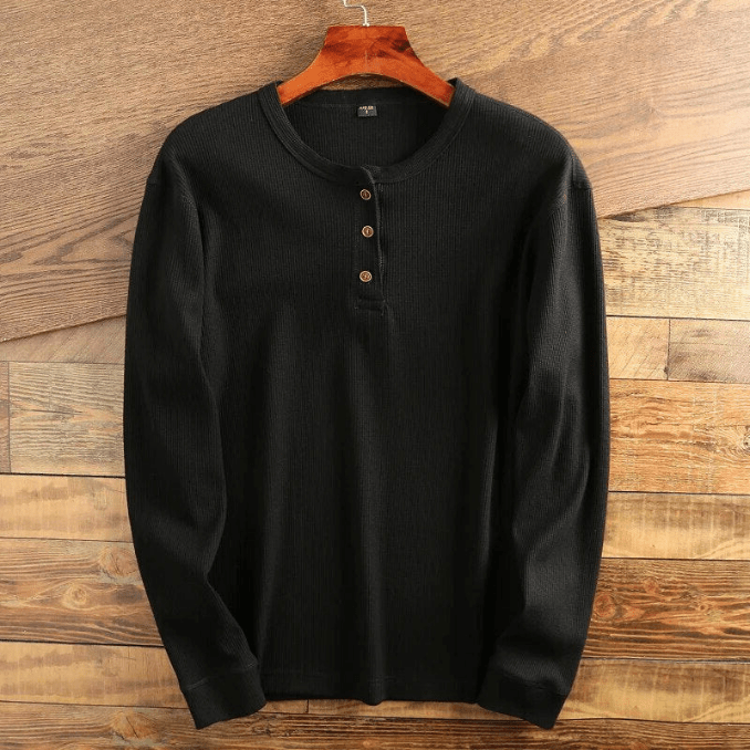 Men's Waffle Knit Henley Shirt