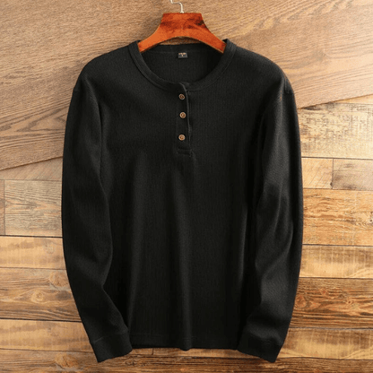 Men's Waffle Knit Henley Shirt