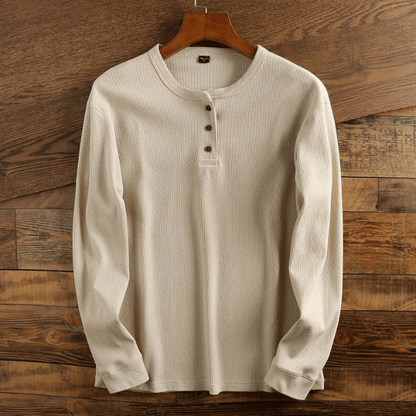 Men's Waffle Knit Henley Shirt
