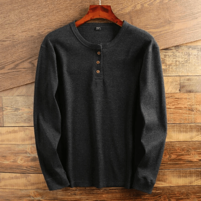 Men's Waffle Knit Henley Shirt