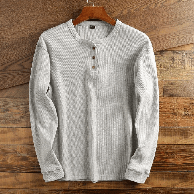 Men's Waffle Knit Henley Shirt