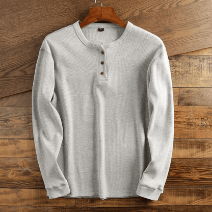 Men's Waffle Knit Henley Shirt