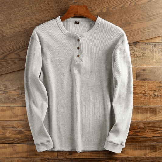 Men's Long Sleeve Waffle Knit Henley Shirt