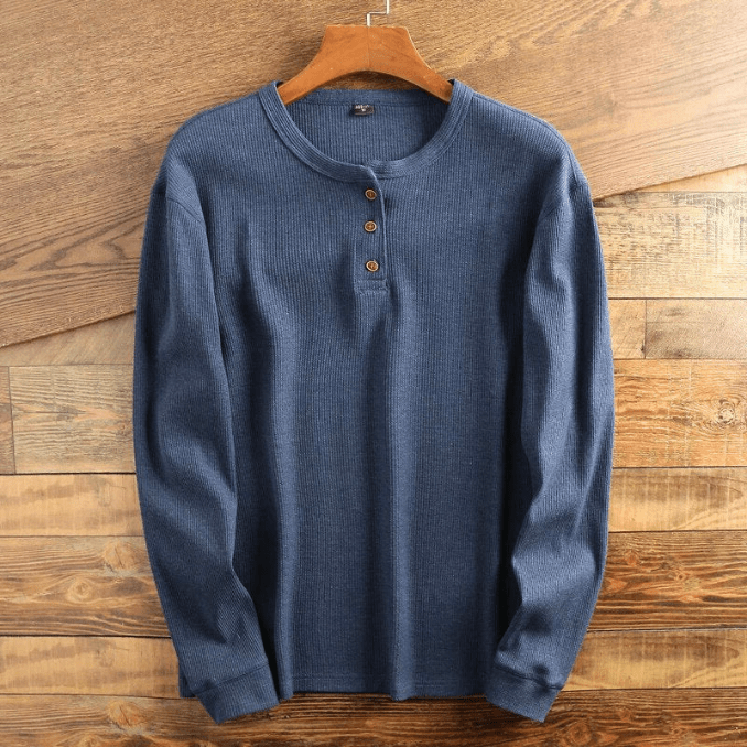 Men's Waffle Knit Henley Shirt