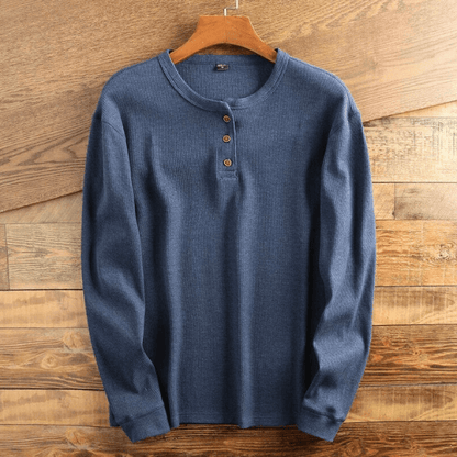Men's Waffle Knit Henley Shirt