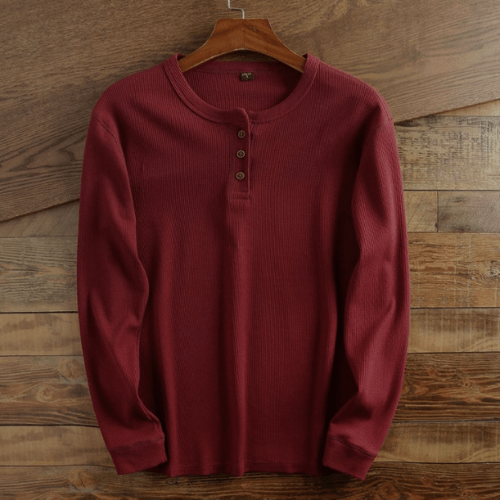 Men's Waffle Knit Henley Shirt
