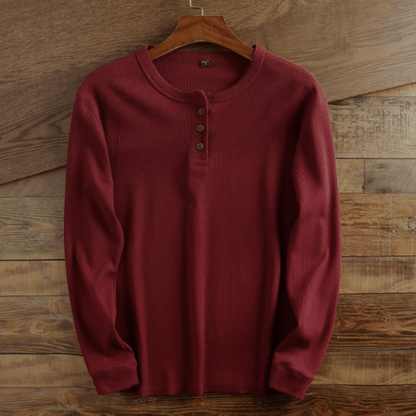 Men's Waffle Knit Henley Shirt