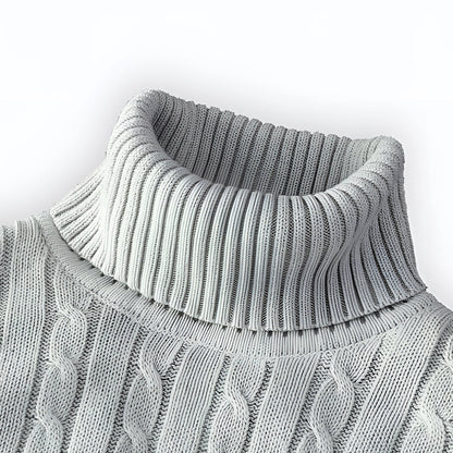 Men's Warm Cable Knit Turtleneck Sweater