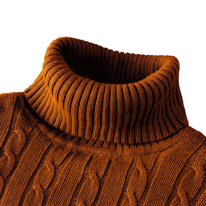 Men's Warm Cable Knit Turtleneck Sweater