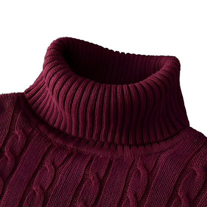 Men's Warm Cable Knit Turtleneck Sweater