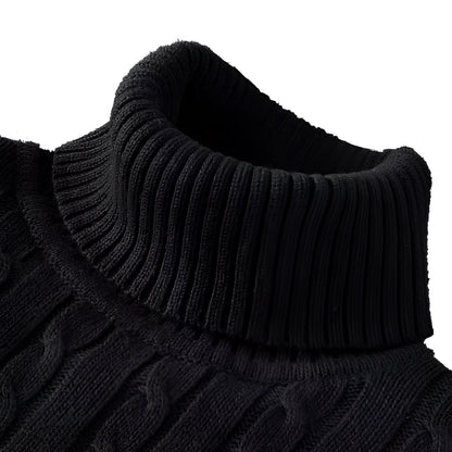 Men's Warm Cable Knit Turtleneck Sweater
