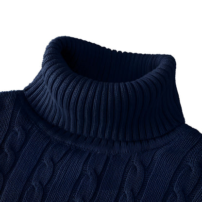 Men's Warm Cable Knit Turtleneck Sweater