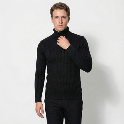 Men's Warm Cable Knit Turtleneck Sweater