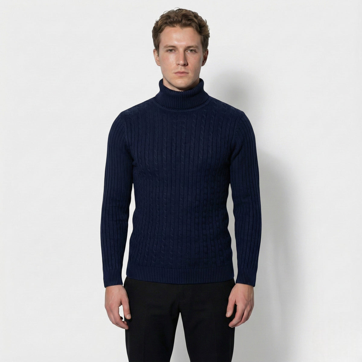 Men's Warm Cable Knit Turtleneck Sweater