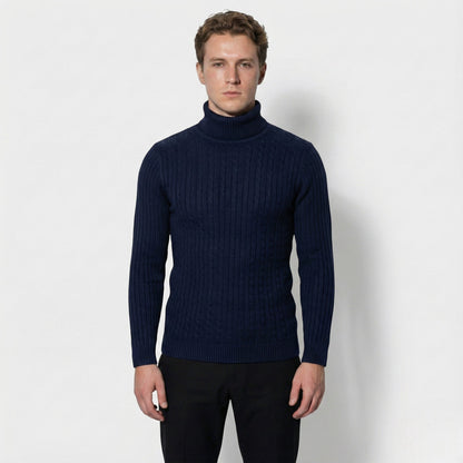 Men's Warm Cable Knit Turtleneck Sweater