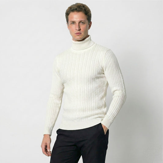 Men's Warm Cable Knit Turtleneck Sweater