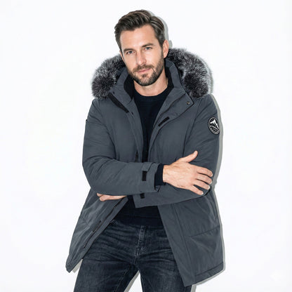 Men's Water-Repellent Winter Parka Jacket with Hood