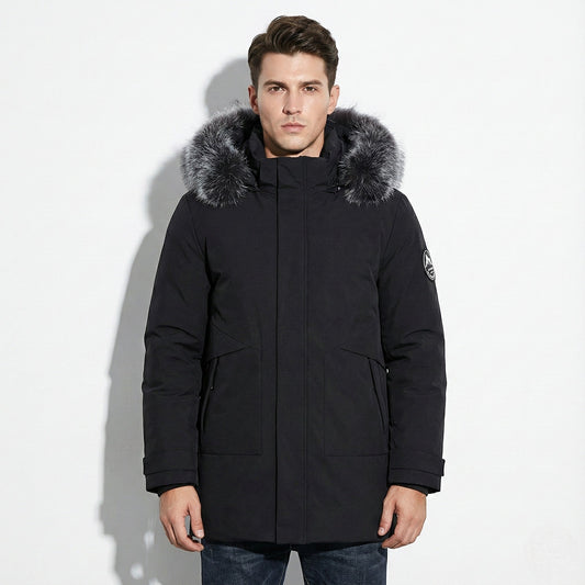 Men's Water-Repellent Winter Parka Jacket with Hood