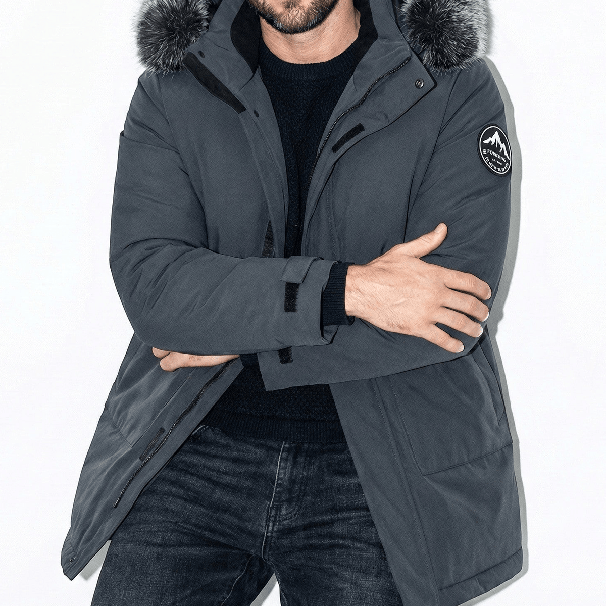 Men's Water-Repellent Winter Parka Jacket with Hood