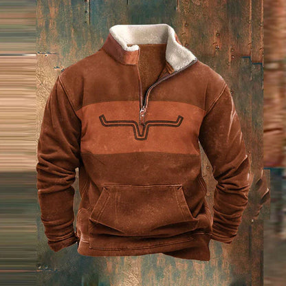 Men's Western Print Sherpa Collar Pullover