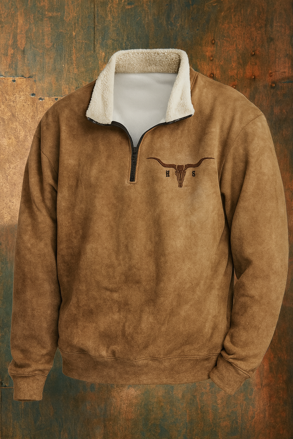 Men's Western Print Sherpa Collar Pullover