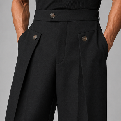 Men's Wide Leg Trousers with Front Pleats