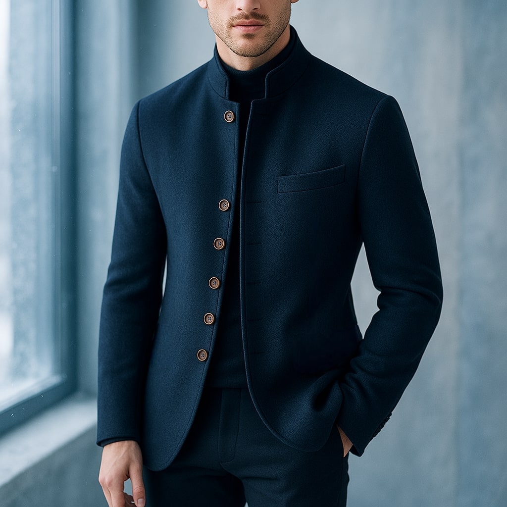 Men's Wool Straight Collar Jacket