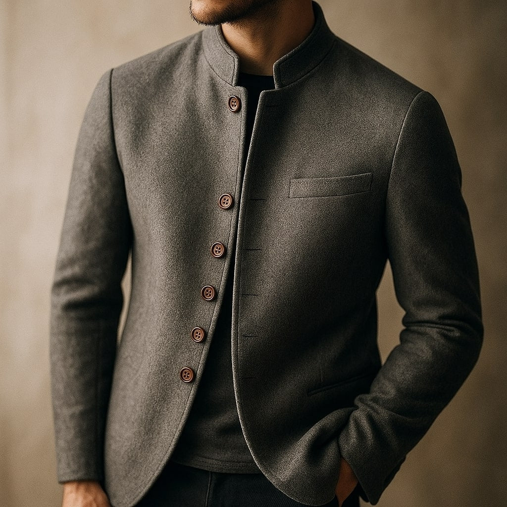 Men's Wool Straight Collar Jacket